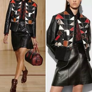 COACH genuine sheepskin shearling leather bomber style jacket